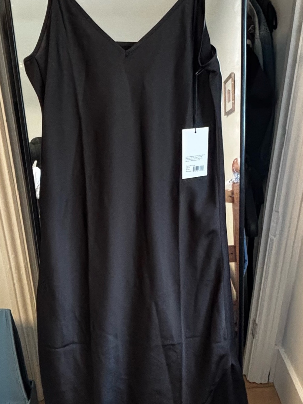 Knix Papaya Black Slip Dress with V-Neck